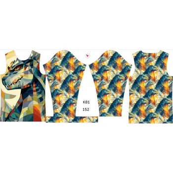 Panel na dětské termo tričko s dlouhým rukávem 152 geometrická godzila