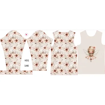 Panel na dětské termo tričko s dlouhým rukávem 146 květinová víla