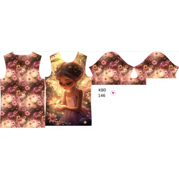 Panel na dětské funkční tričko s krátkým rukávem 146 víla září