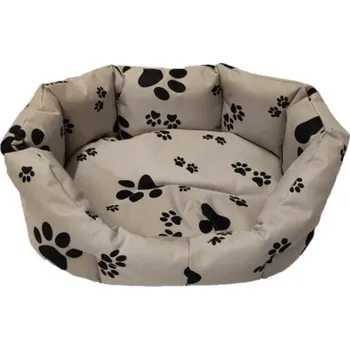 Pelíšek pro psa Pelech pro domácí mazlíčky - béžový nylon s tlapkou nepromokavý 45 x 30 cm