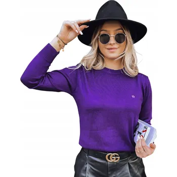 Dámský svetr DStreet dámský fialový svetr klasického střihu do pasu, univerzální velikost