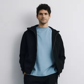 Pánská mikina Reserved - Mikina na zip s kapucí - černý - 386HM-99X - 386HM-99X-L