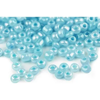 Dětské navlékací korálky Rokajl 5/0 - 4,5 mm perleťový, neprůhledný, velké, 1541 modrá pomněnková