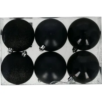 Vánoční dekorace Vánoční Koule na vánoční stromeček 7 cm, 6 Ks, černá