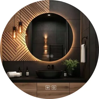 Zrcadlo ZRCADLO 80 CM, KULATÉ, PODSVÍCENÉ, ANTI FOG, 3 DOTYKOVÉ BARVY