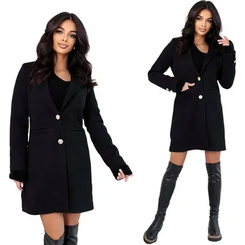 Dámský kabát Edoti dámský černý klasický kabát bez kapuce CLR042 velikost M