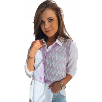 Dámský svetr DStreet dámský fialový svetr klasického střihu do pasu, univerzální velikost