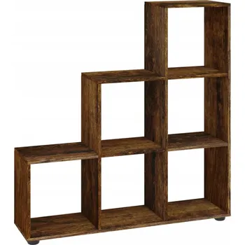 Knihovna Schodovitý regál na knihy z dřevotřísky, kouřový dub