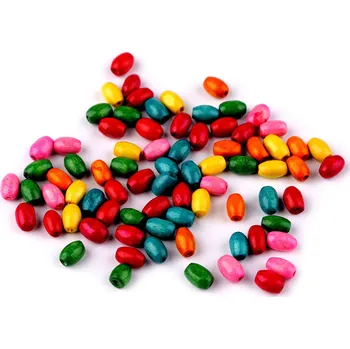 Dětské navlékací korálky Dřevěné korálky oliva 5x8 mm, velké, 1 mix