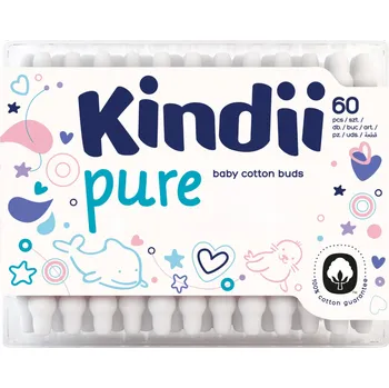 Vatová tyčinka Kindii Pure dětské hygienické tyčinky 60 ks