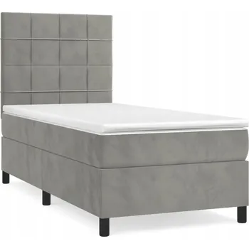 Postel Kontinentální postel s nastavitelným čelem, světle šedá, 203 x 90 x 118/12 cm