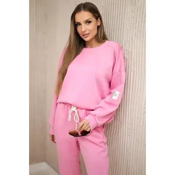 Dámská halenka Komplet teplákové + kalhoty máslová látka světle růžová UNI