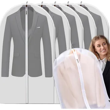 Obal na šaty Camerazar Kryt na oblečení, organizér do šatní skříně, bílý, průsvitný, sada 5, vodotěsný
