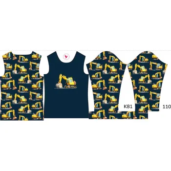 Panel na dětské termo tričko s dlouhým rukávem 110 bagry tmavě modré