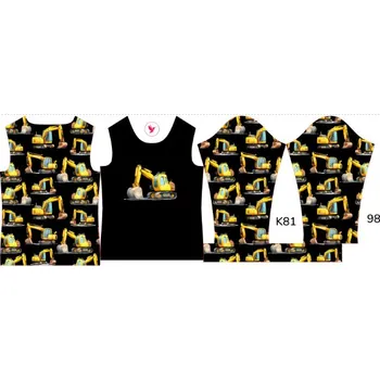 Panel na dětské termo tričko s dlouhým rukávem 98 bagry černé