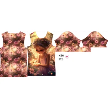 Panel na dětské funkční tričko s krátkým rukávem 128 víla září