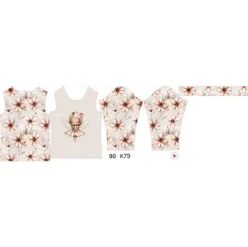 Panel na dětské funkční tričko s dlouhým rukávem 98 květinová víla