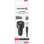 Adaptér SWISSTEN USB-C PD + USB-A, 63W+ KABEL USB-C / USB-C, 1 M, černá