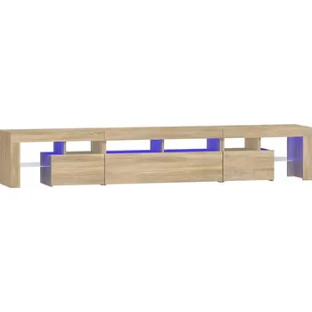 Televizní stolek TV stolek s RGB LED osvětlením, Dub Sonoma, 230x36,5x40 cm