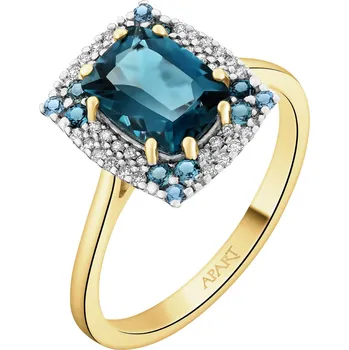 Prsten Zlatý prsten s brilianty a topazy London Blue - ryzost 585 - 234.103