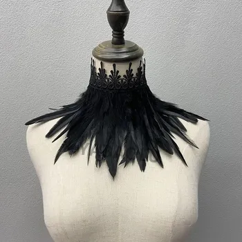 Nákrčník Gothic nákrčník obojek s peříčky , Ostatní, skladem