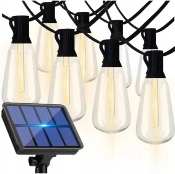 Venkovní osvětlení SOLÁRNÍ GIRLANDA 10x ŽÁROVKA ZAHRADNÍ SVĚTÝLKA ŘETĚZ LED DEKORACE NA BALKON