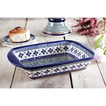 BOLESŁAWIEC GU-1445 DEK. DU60 35,5 x 23 cm - keramický obdélníkový talíř