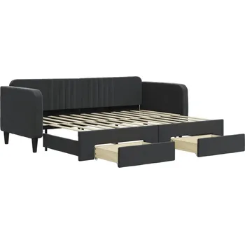 Pohovka Rozkládací pohovka s úložným prostorem, černá, 223 x 90 x 75 cm