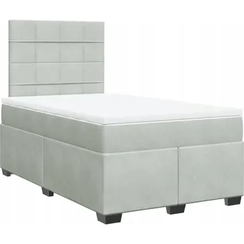 Postel Kontinentální postel s nastavitelným čelem, světle šedá, 190x120x140,5/150 cm