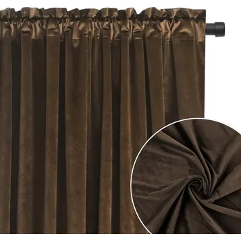 Obraz Závěs velurový hnědý 140x230cm elegantní měkký do obýváku SILNÝ na pásce