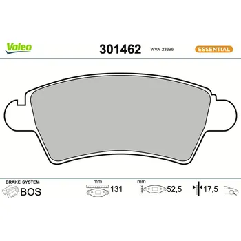 Brzdová destička Sada brzdových destiček, kotoučová brzda VALEO 301462