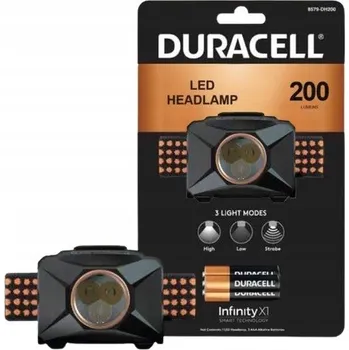 Čelovka DURACELL Čelovka svítilna výkonná čelovka 200 LUMENŮ 3 režimy LED