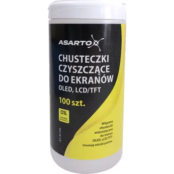 Vlhčené bezprašné ubrousky Asarto na čištění obrazovek, 100 ks