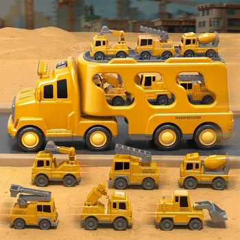 Obraz ZESTAW SAMOCHODÓW BUDOWLANYCH 7W1 – BAGR, JEŘÁB, KAMION, DĚTI