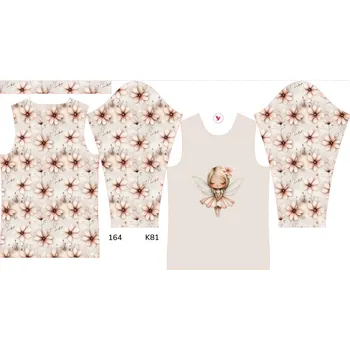 Panel na dětské termo tričko s dlouhým rukávem 164 květinová víla