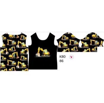 Panel na dětské funkční tričko s krátkým rukávem 86 bagry černé