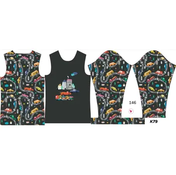 Panely na dětské funkční tričko s dlouhým rukávem 146 barevná auta