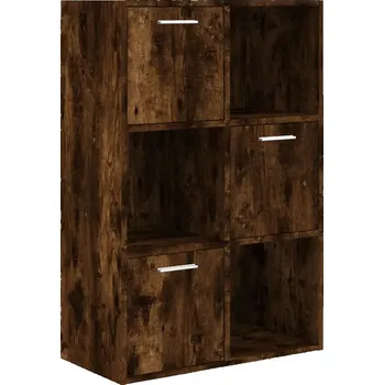 Knihovna Regál se 3 přihrádkami a dvířky, kouřový dub, 60x29,5x90 cm