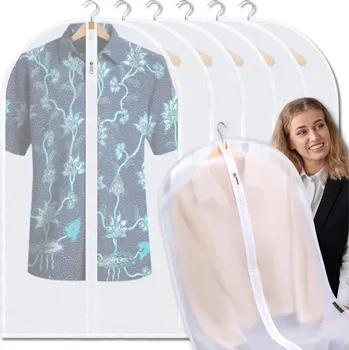 Obal na šaty Camerazar Voděodolný obal na oblečení, organizér do skříně, bílý, průsvitný, sada 5 kusů