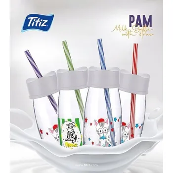 Láhev Průhledná láhev na mléko se slámkou 250 ml