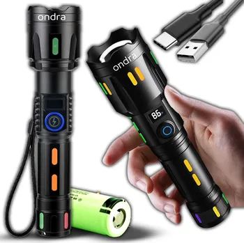 Svítilna RUČNÍ AKUMULÁTOROVÁ LED SVÍTILNA 20W ZOOM FUNKCE POWERBANK USB-C