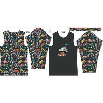 Panel na dětské termo tričko s dlouhým rukávem 158 barevná auta