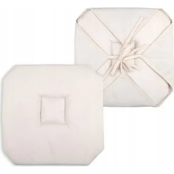 Podsedák Polštář na židli BEA 40x40 cm světle béžový prošívaný S vázáním na sedák