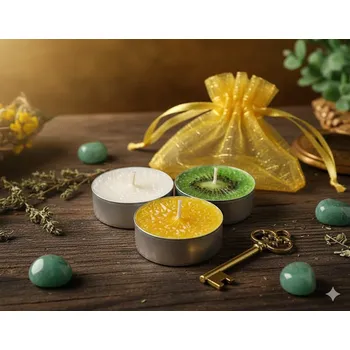 Svíčka Sada 3 rituálních svíček: Zlatý klíč k hojnosti