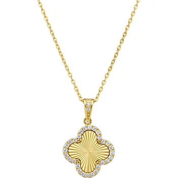 Náhrdelník Elegantní pozlacený náhrdelník Gold Clover vykládaný krystaly č. 1946