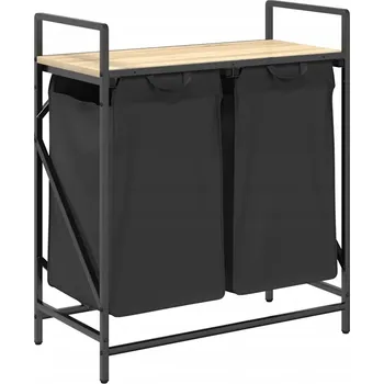 Koš na prádlo Koš na prádlo s výsuvnými vaky, černý/dub sonoma, 67 x 33 x 77 cm