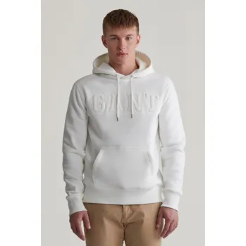 Pánská mikina MIKINA GANT EMBOSSED SWEAT HOODIE EGGSHELL