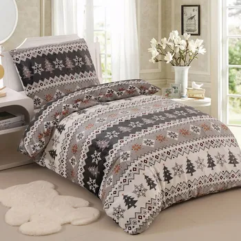 Povlečení Povlečení MAGIC FLAKE hnědý severský vzor, mikroflanel, 140x200cm + 70x90cm