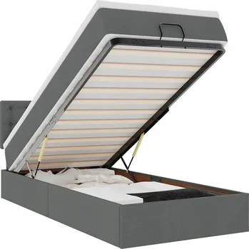 Postel Postel s otomanem, tmavě šedá, 203 x 90 x 88 cm, matrace 90 x 200 x 20 cm