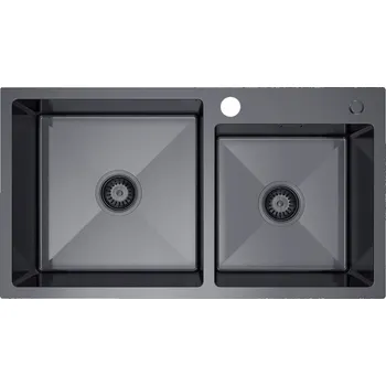 Granitový dřez Dvoukomorový dřez Melanstar ocel černý